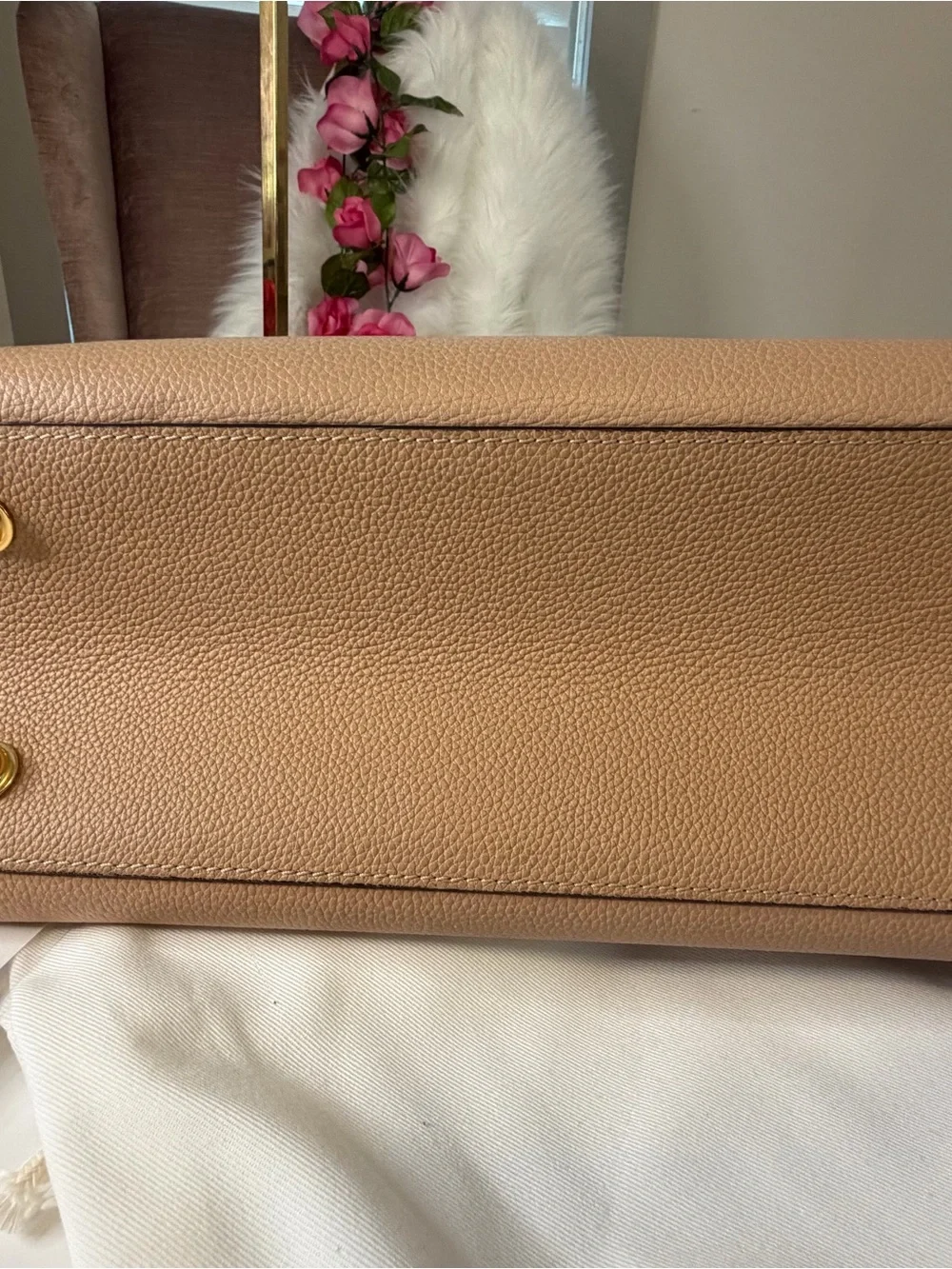 Authentic Louis Vuitton City Steamer PM Two-Tone Tan & Cream Leather Tote COA